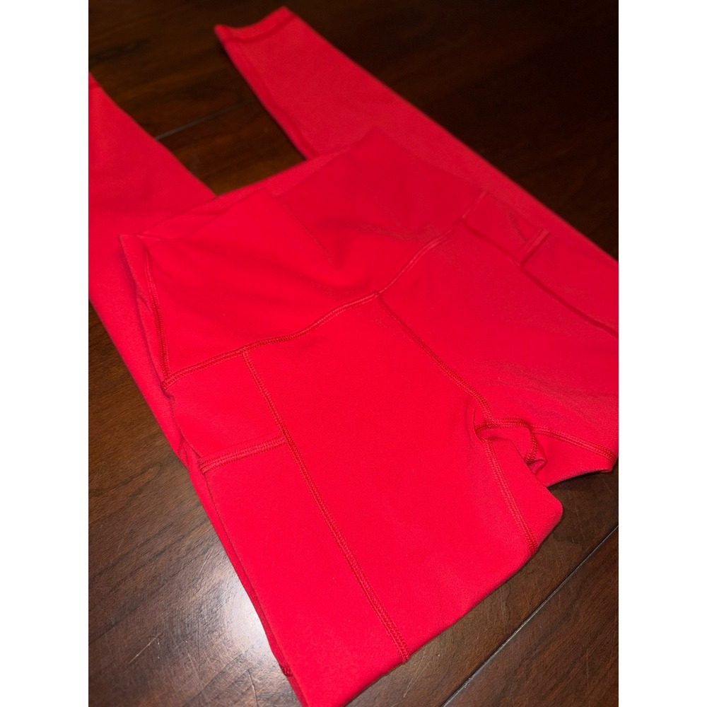 HeyNuts Women Red High Waisted Yoga Leggings with Pockets Size XS - Picture 2 of 4